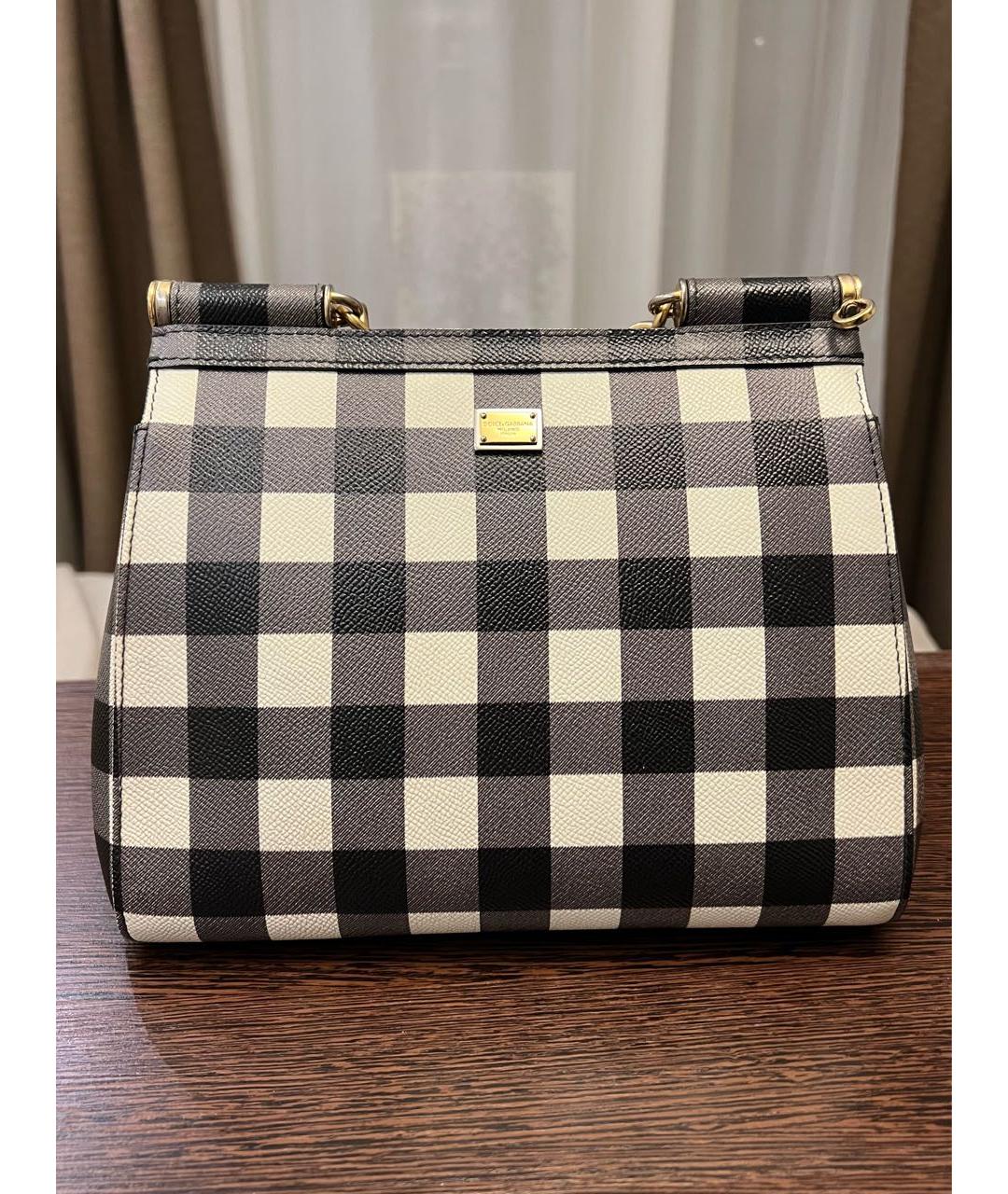 DOLCE&GABBANA Серая кожаная сумка с короткими ручками, фото 2