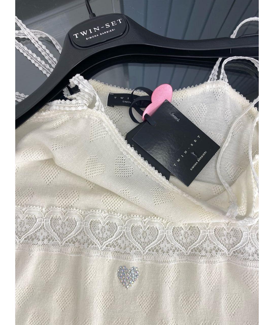 TWIN-SET Белая вискозная майка, фото 3