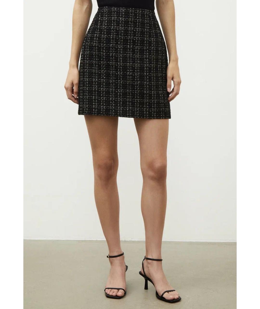 12 STOREEZ Черная твидовая юбка мини, фото 5