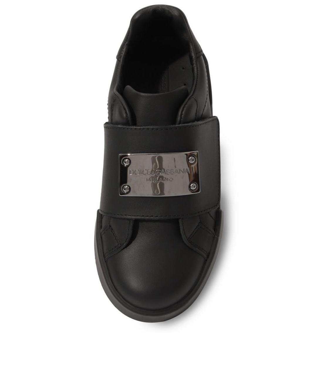 DOLCE&GABBANA Черные кожаные кеды, фото 4