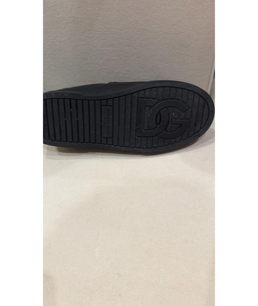 DOLCE&GABBANA Черные кожаные кеды, фото 3