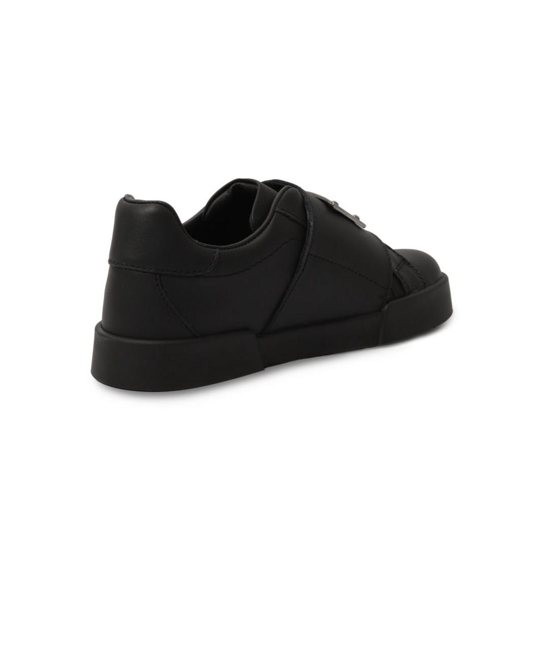 DOLCE&GABBANA Черные кожаные кеды, фото 5