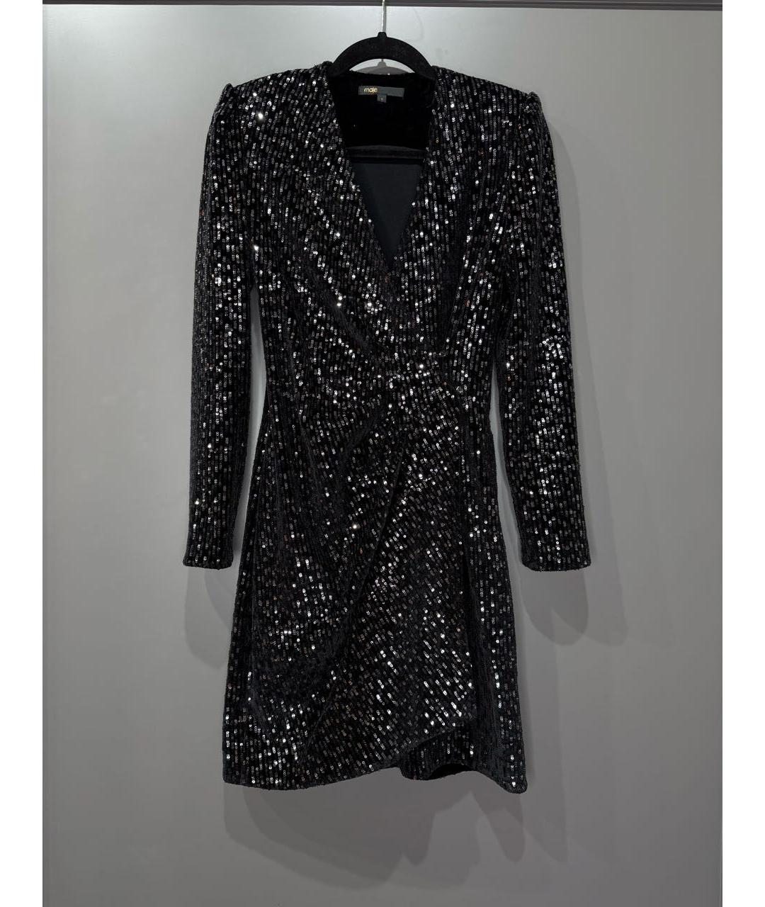 MAJE Черное бархатное коктейльное платье, фото 6