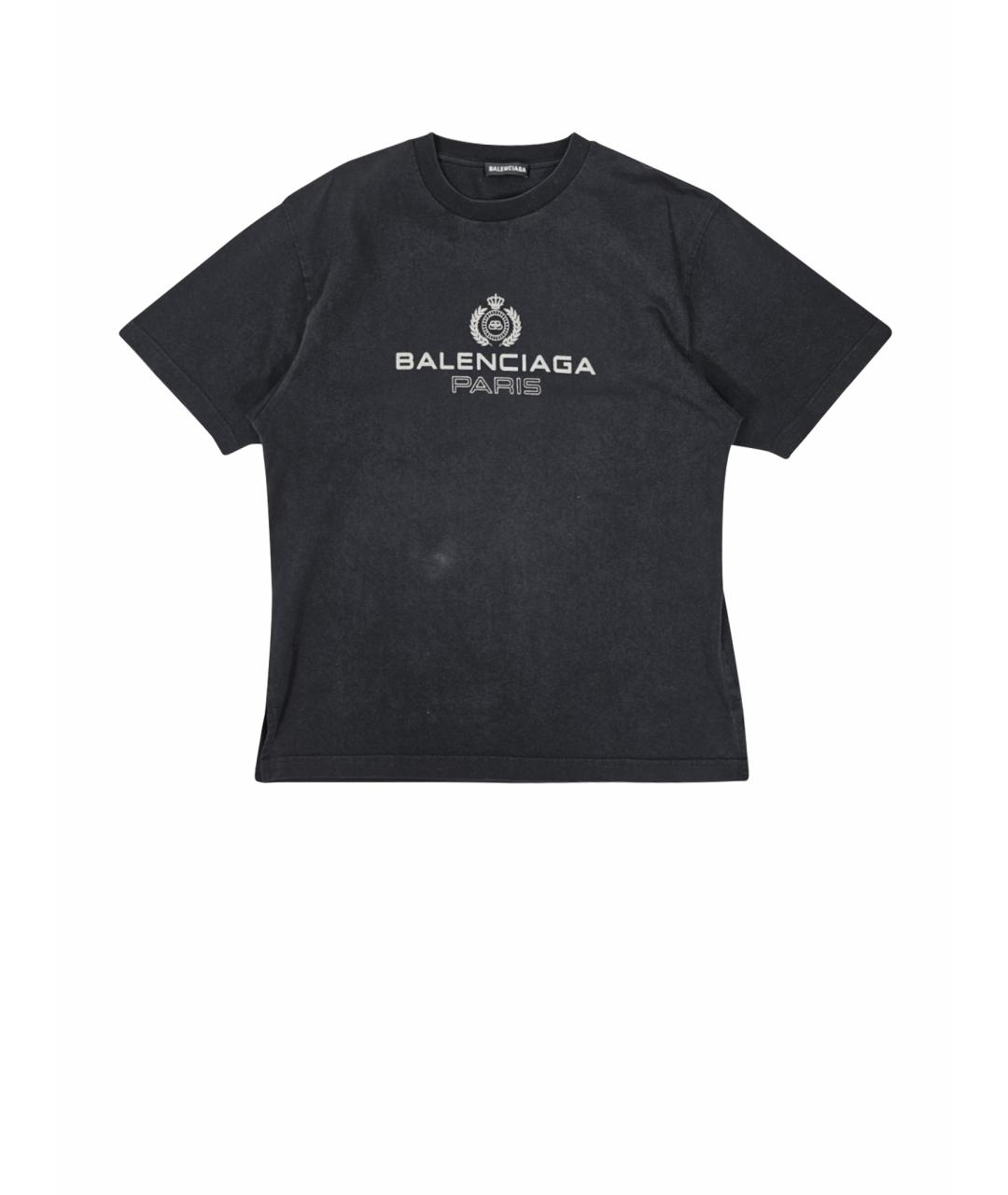 BALENCIAGA Черная хлопковая футболка, фото 1