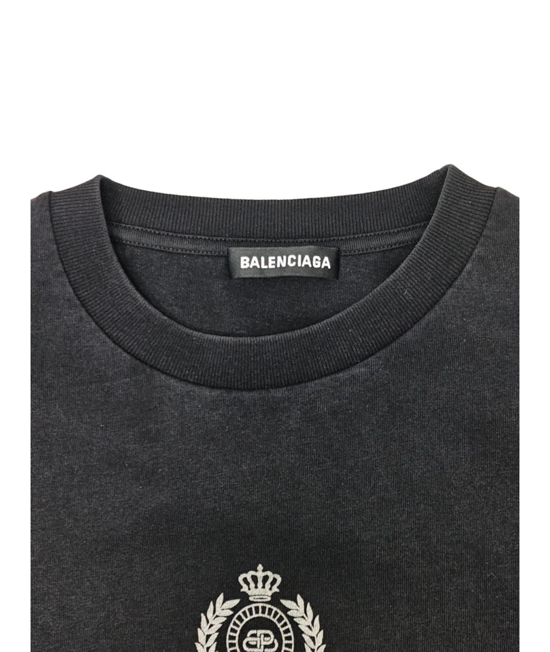 BALENCIAGA Черная хлопковая футболка, фото 4