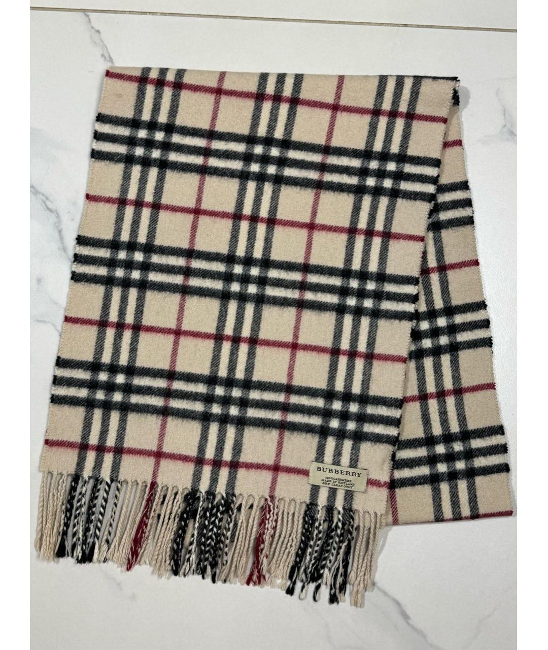 BURBERRY Бежевый кашемировый шарф, фото 5