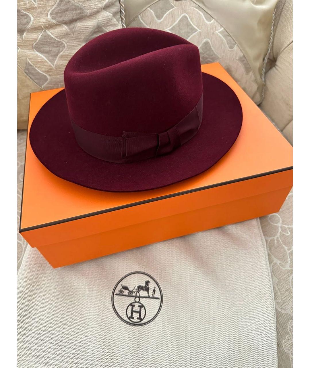 HERMES Бордовая шляпа, фото 2