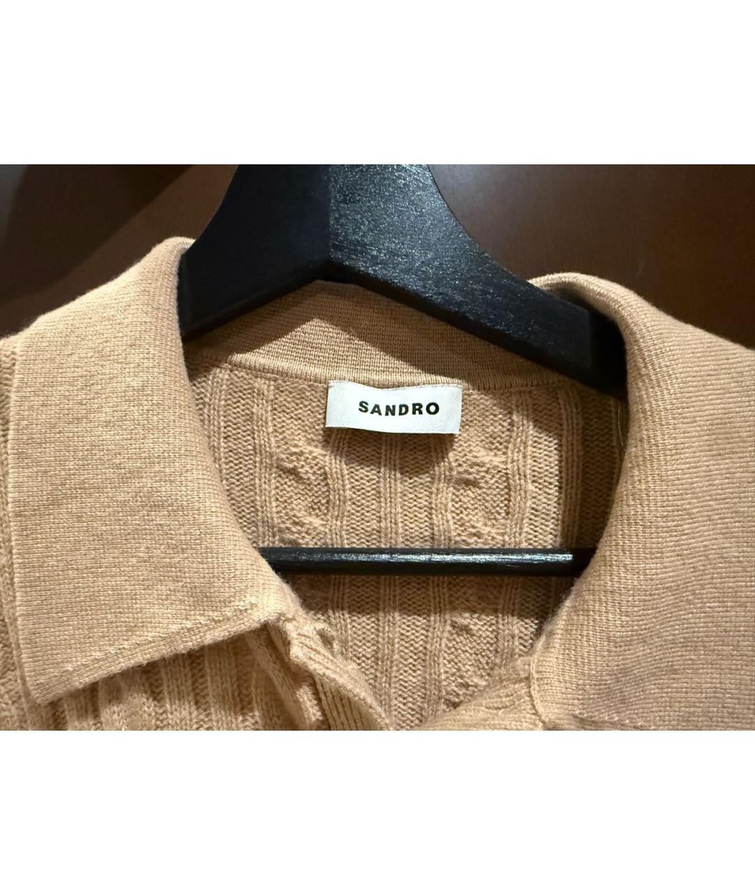 SANDRO Бежевый шерстяной джемпер / свитер, фото 3