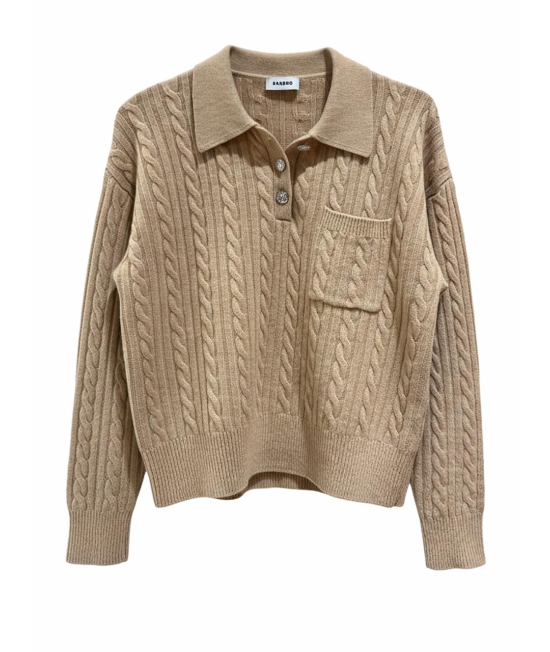 SANDRO Бежевый шерстяной джемпер / свитер, фото 1