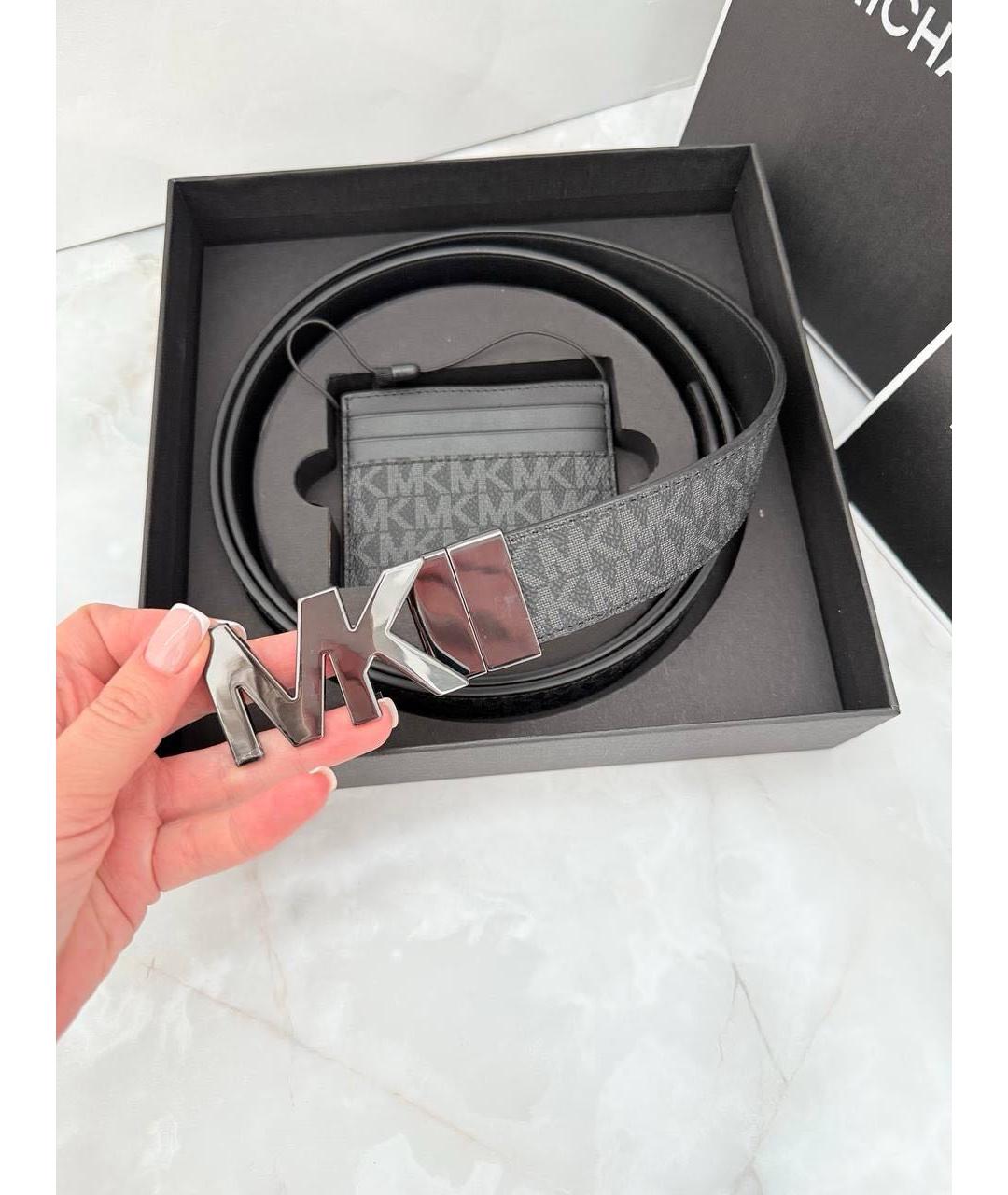 MICHAEL KORS Черный кожаный ремень, фото 4