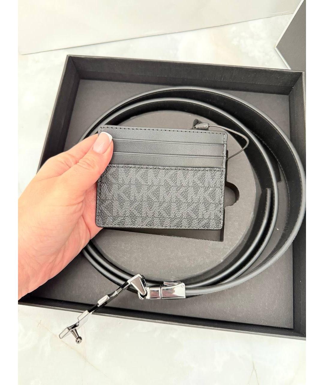 MICHAEL KORS Черный кожаный ремень, фото 6