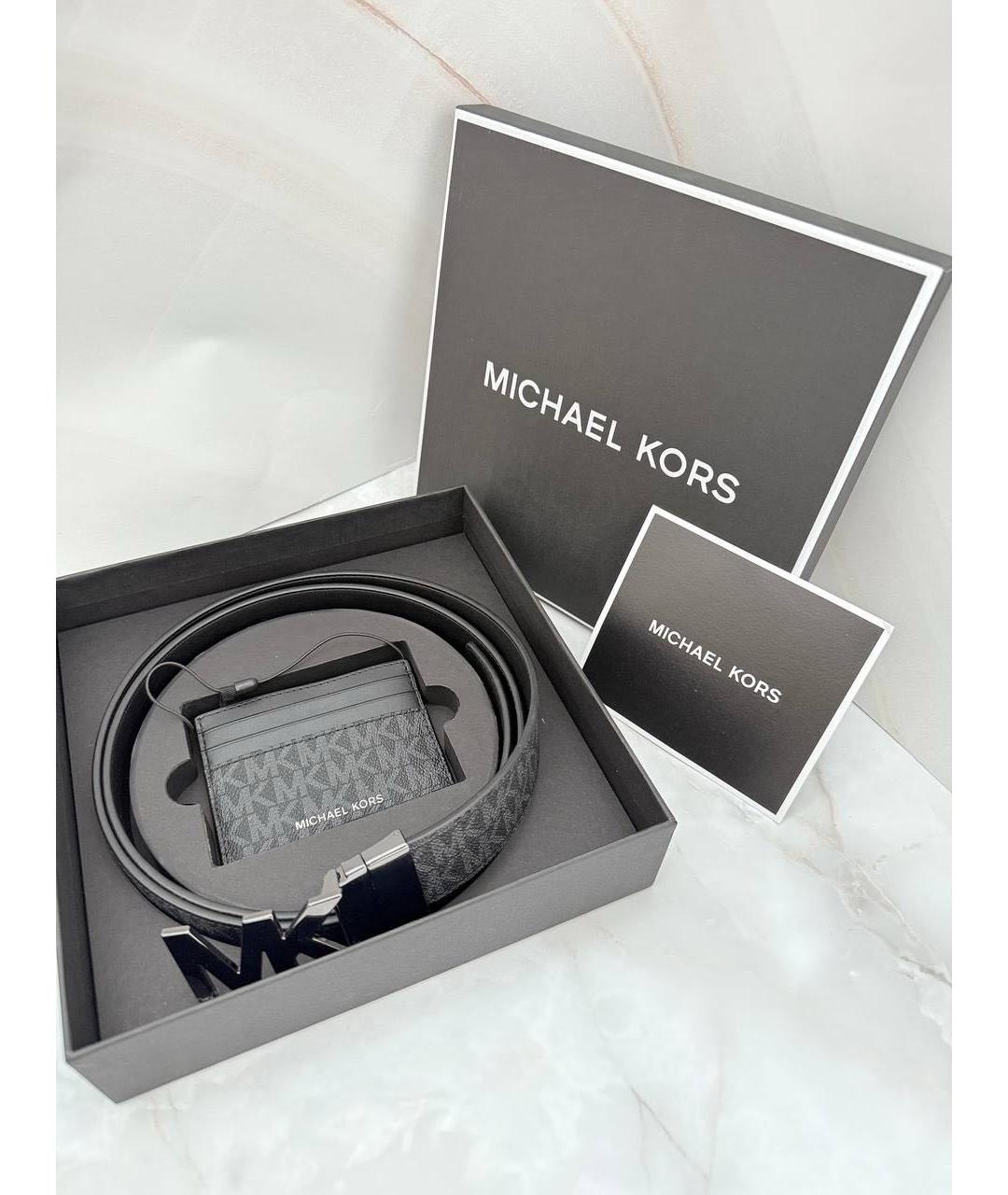 MICHAEL KORS Черный кожаный ремень, фото 2