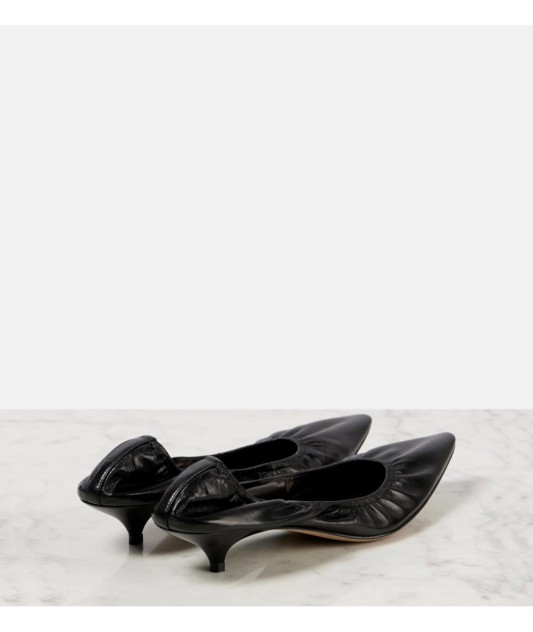 THE ROW Черные кожаные лодочки на низком каблуке, фото 4