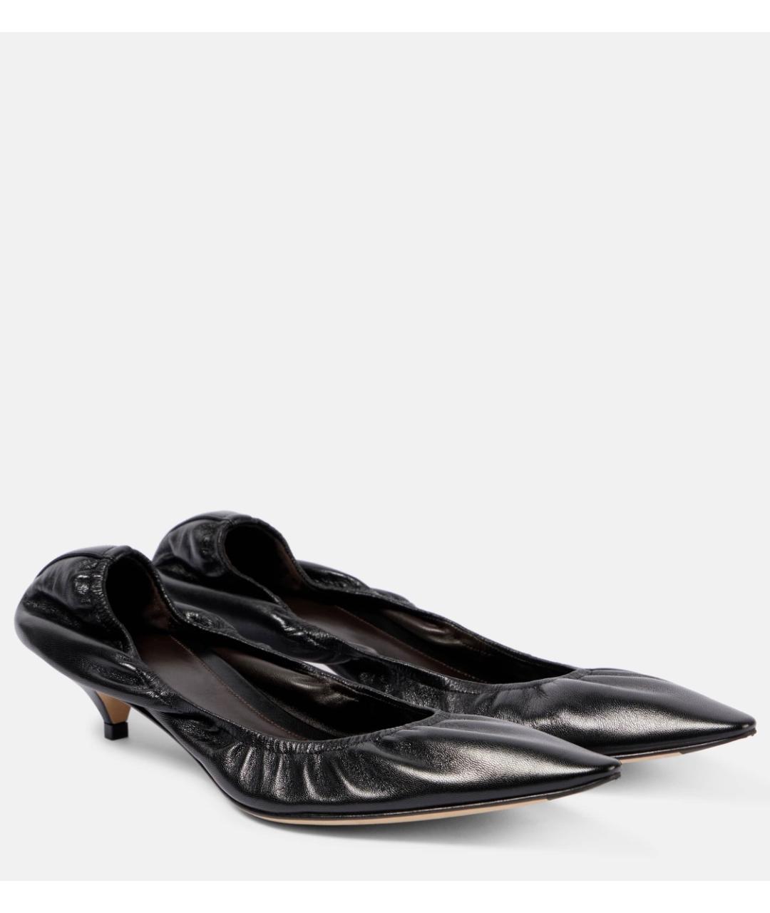 THE ROW Черные кожаные лодочки на низком каблуке, фото 2