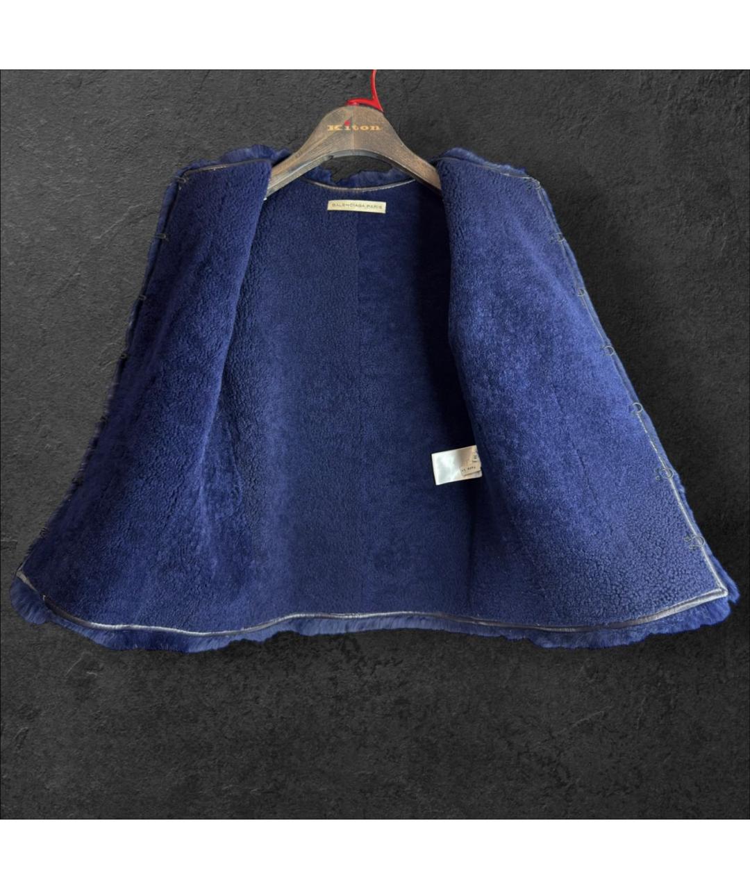 BALENCIAGA Темно-синий меховой жилет, фото 5