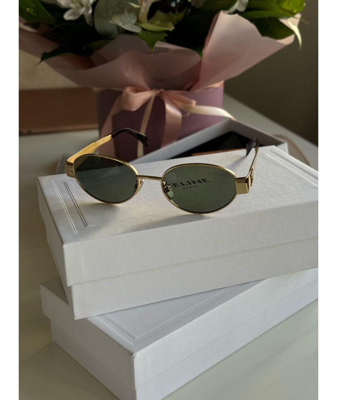 MIU MIU Золотые металлические солнцезащитные очки, фото 3