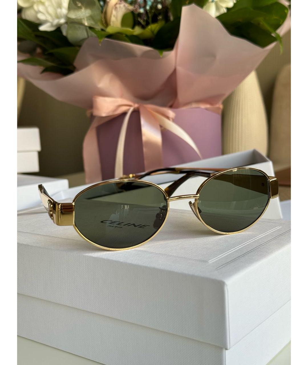 MIU MIU Золотые металлические солнцезащитные очки, фото 2