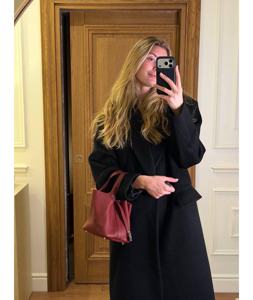 HERMES Бордовая кожаная сумка с короткими ручками, фото 6