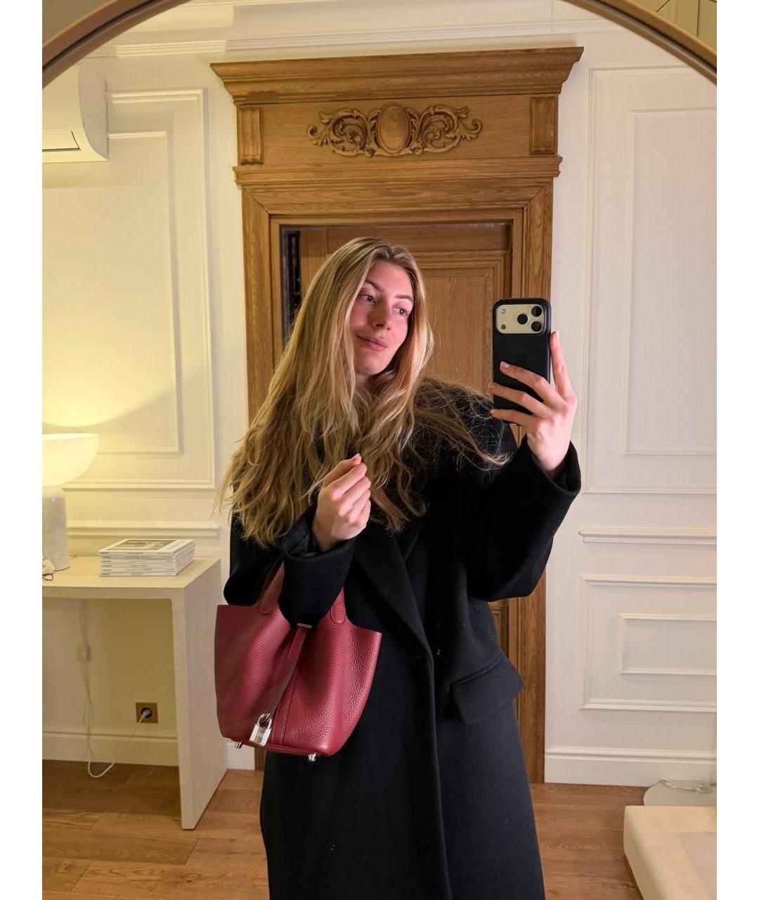 HERMES Бордовая кожаная сумка с короткими ручками, фото 7