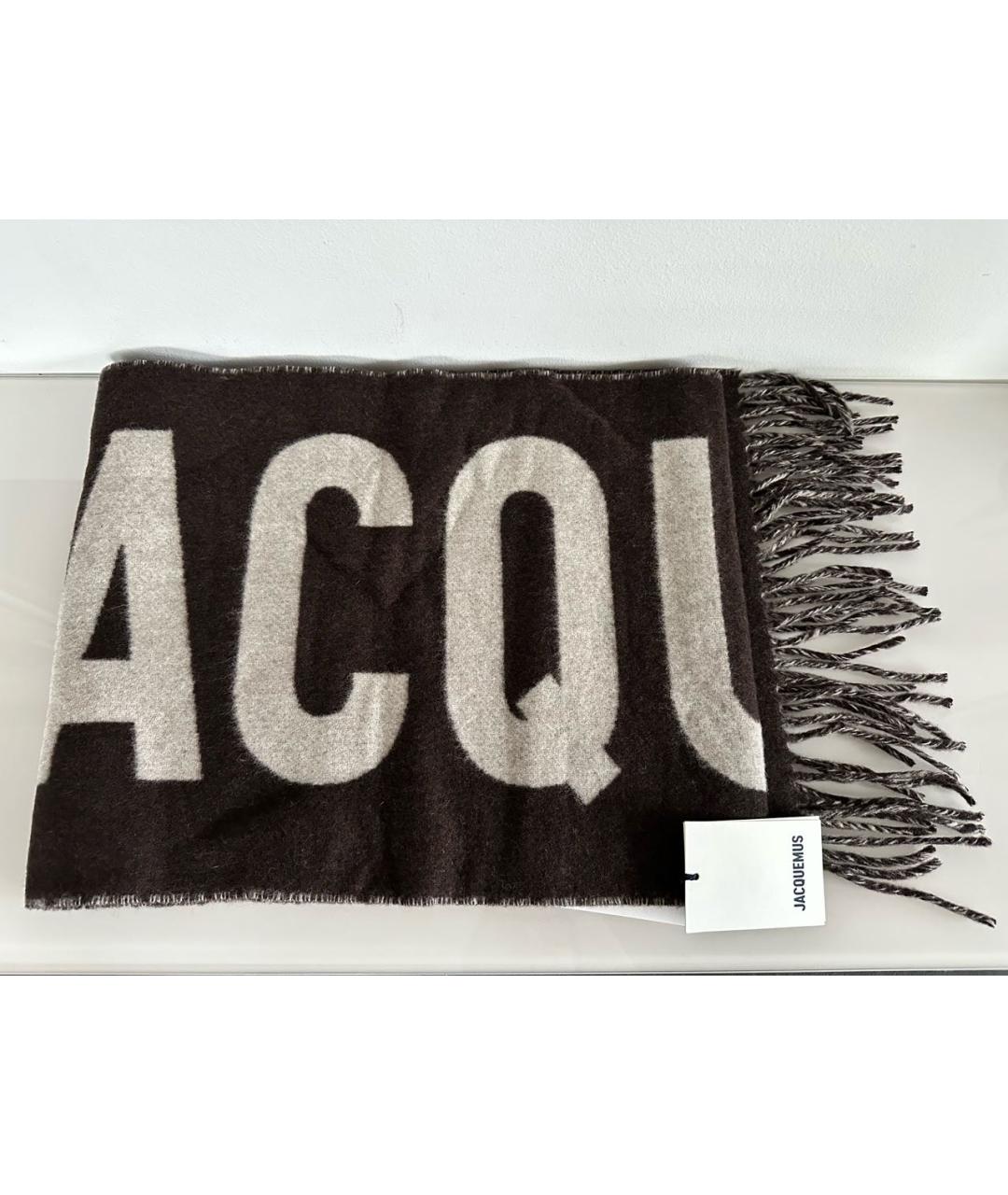 JACQUEMUS Коричневый шерстяной шарф, фото 5