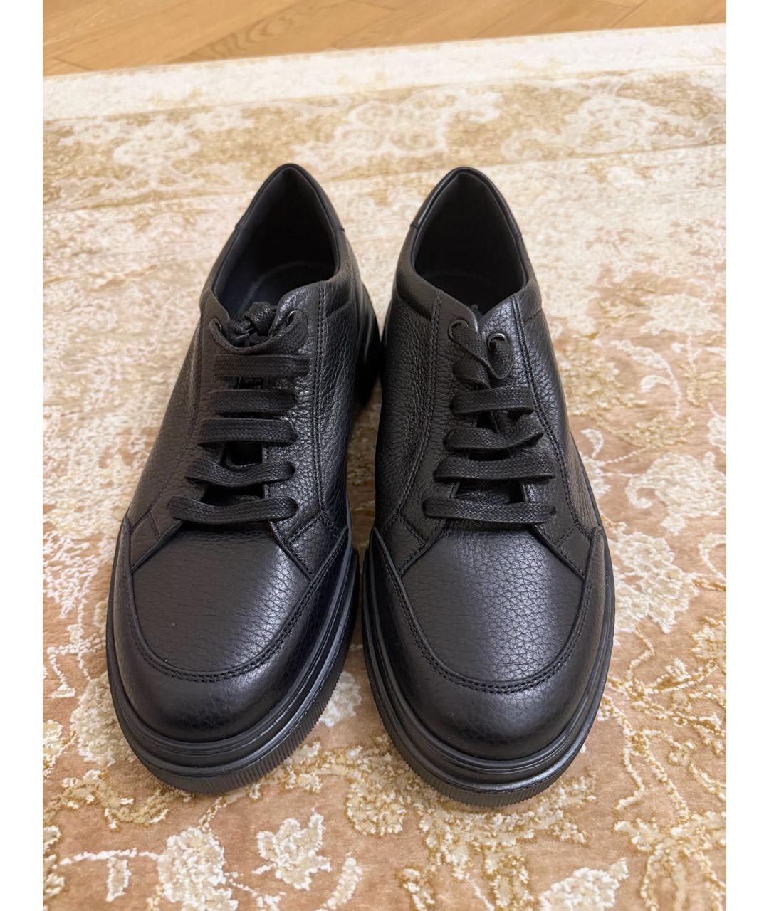 GIORGIO ARMANI Черные кожаные низкие кроссовки / кеды, фото 2