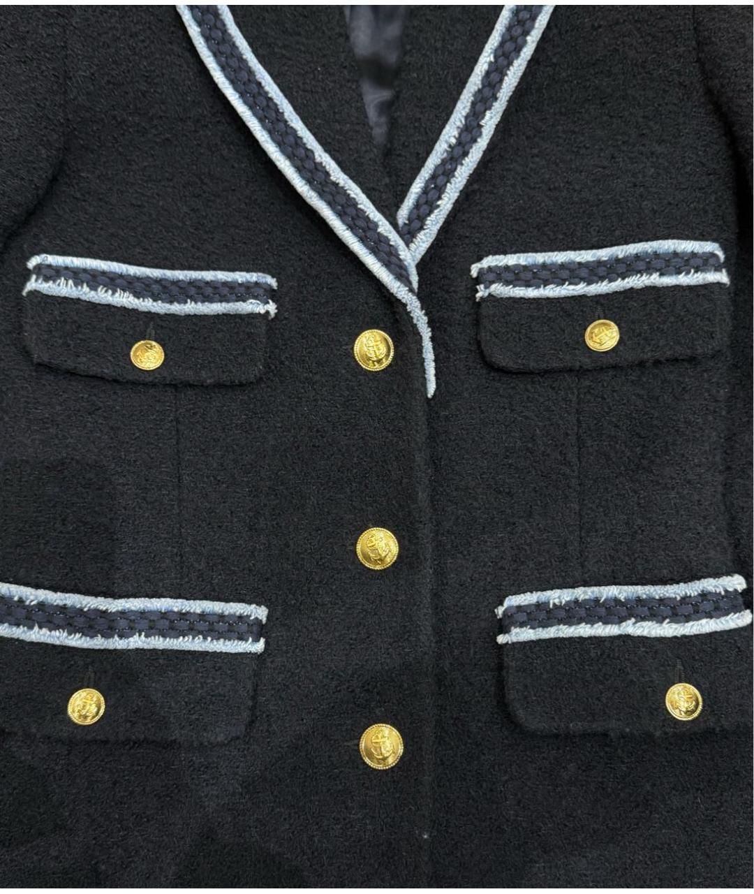 SANDRO Темно-синий твидовый жакет/пиджак, фото 4