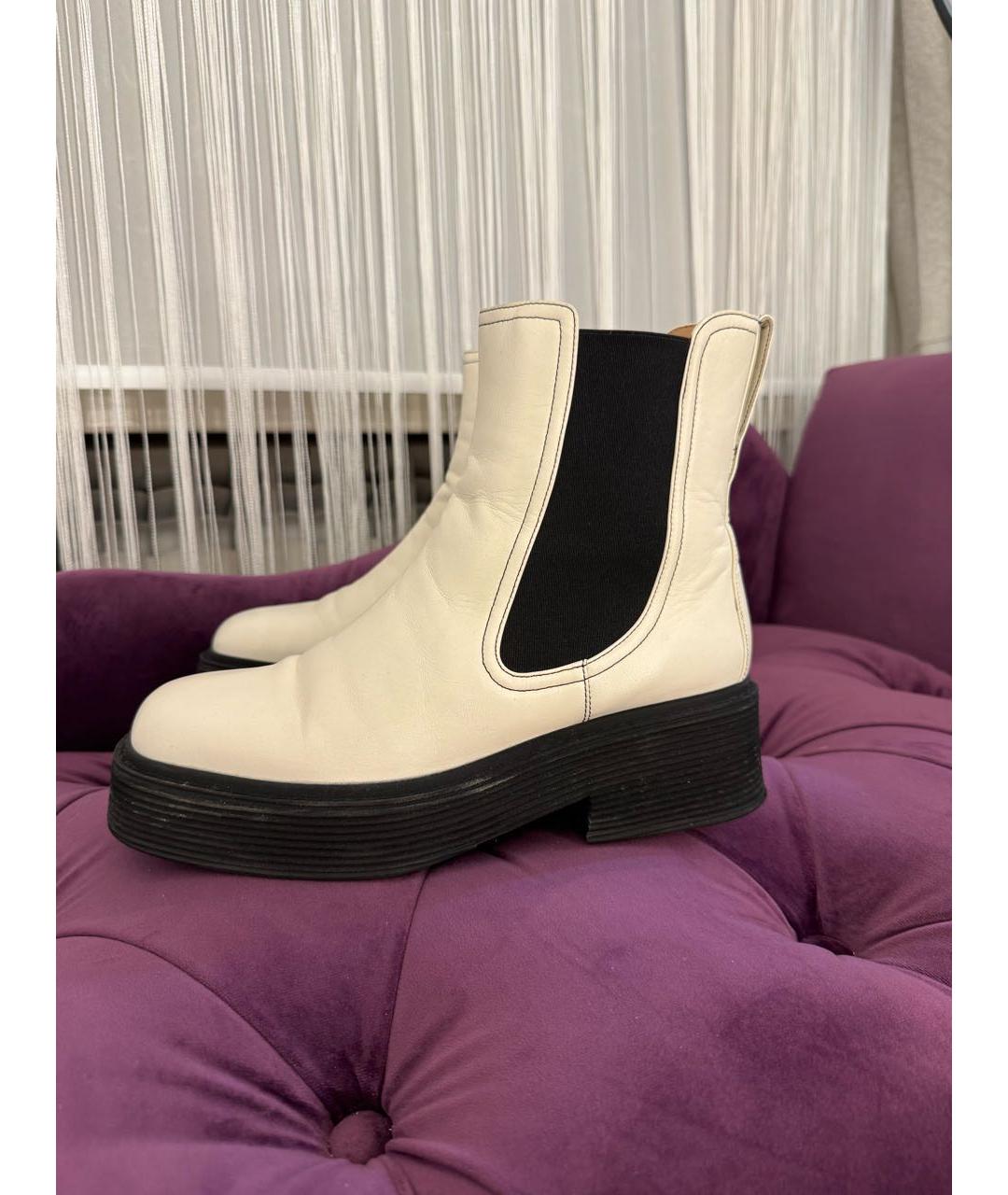 MARNI Белые кожаные ботильоны, фото 5