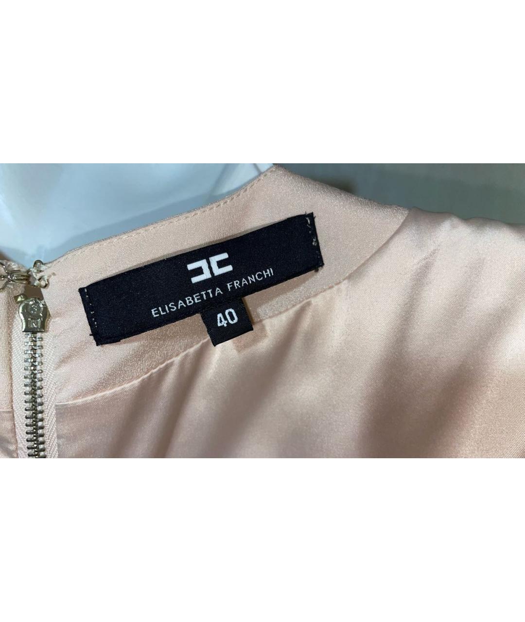 ELISABETTA FRANCHI Бежевое полиэстеровое коктейльное платье, фото 7