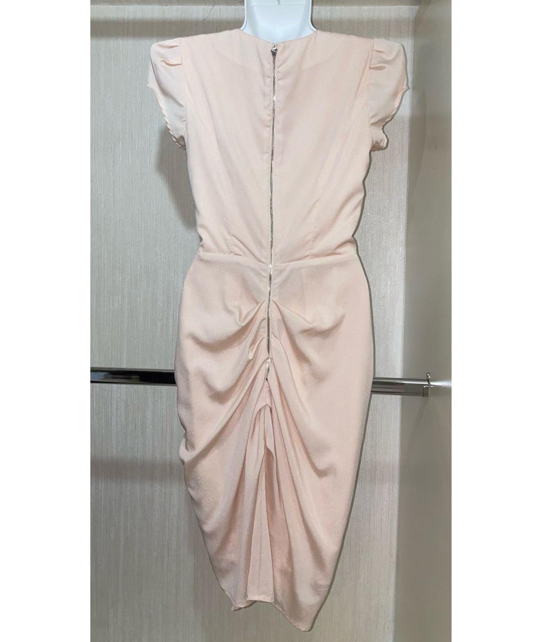 ELISABETTA FRANCHI Бежевое полиэстеровое коктейльное платье, фото 2