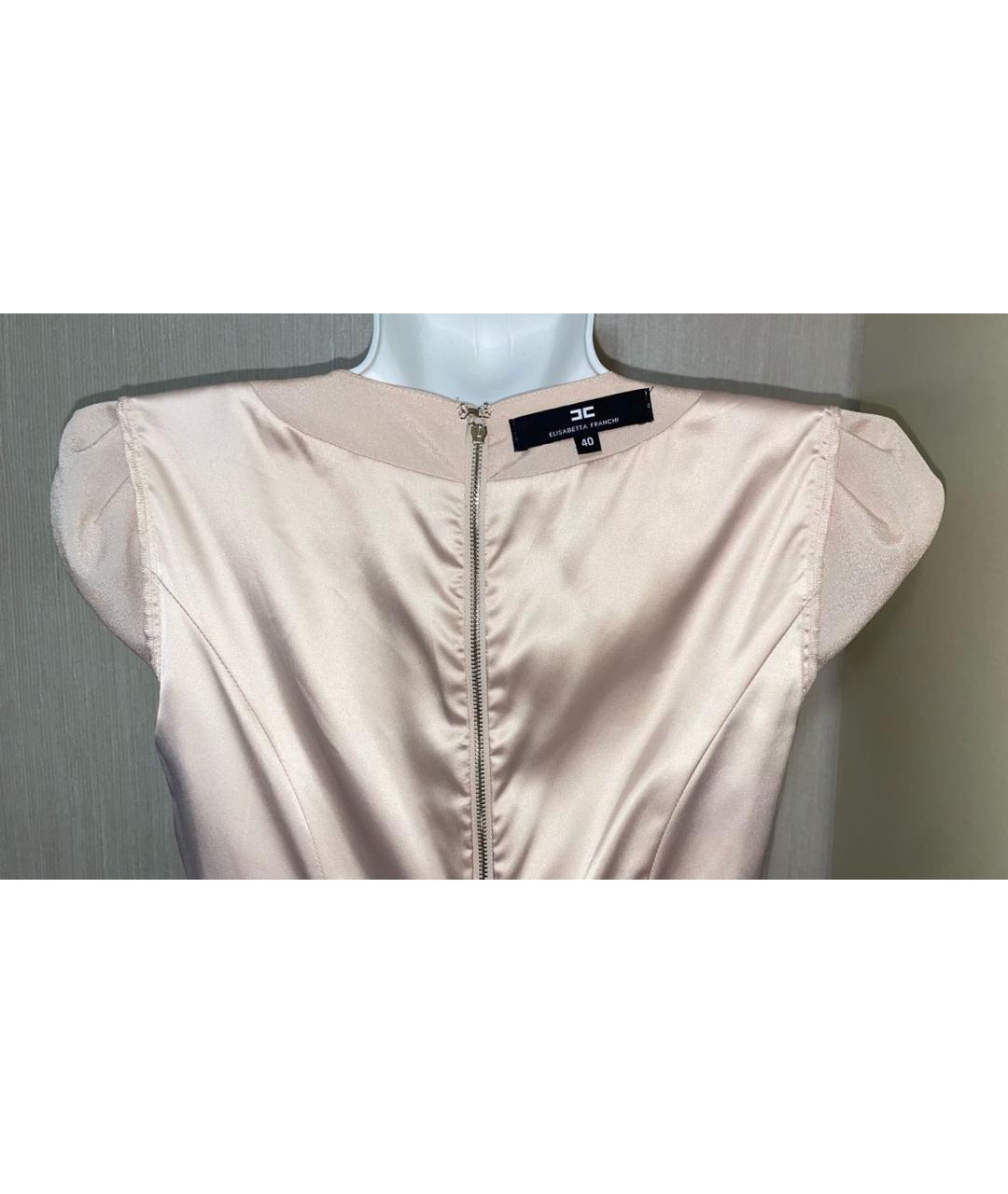 ELISABETTA FRANCHI Бежевое полиэстеровое коктейльное платье, фото 3