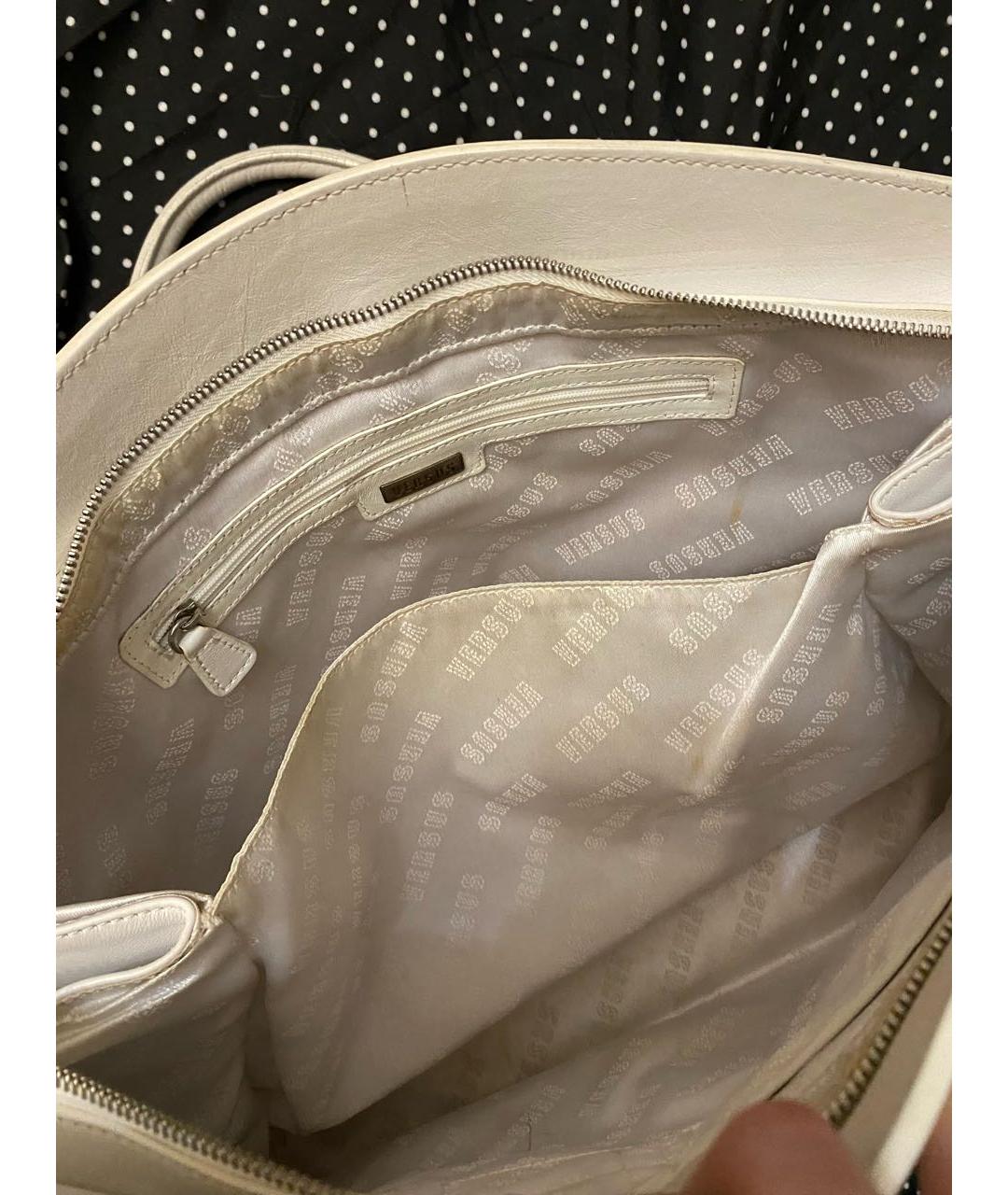 VERSUS VERSACE Белая кожаная сумка тоут, фото 3