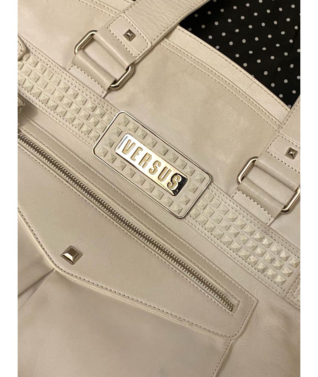 VERSUS VERSACE Белая кожаная сумка тоут, фото 6