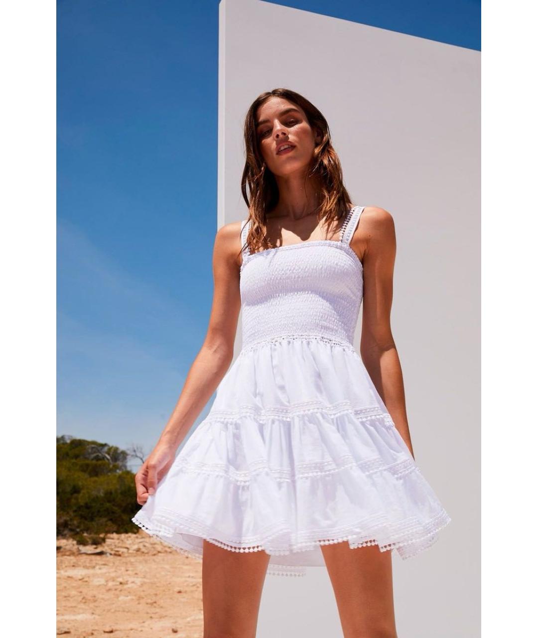 CHARO RUIZ Белое хлопковое повседневное платье, фото 7