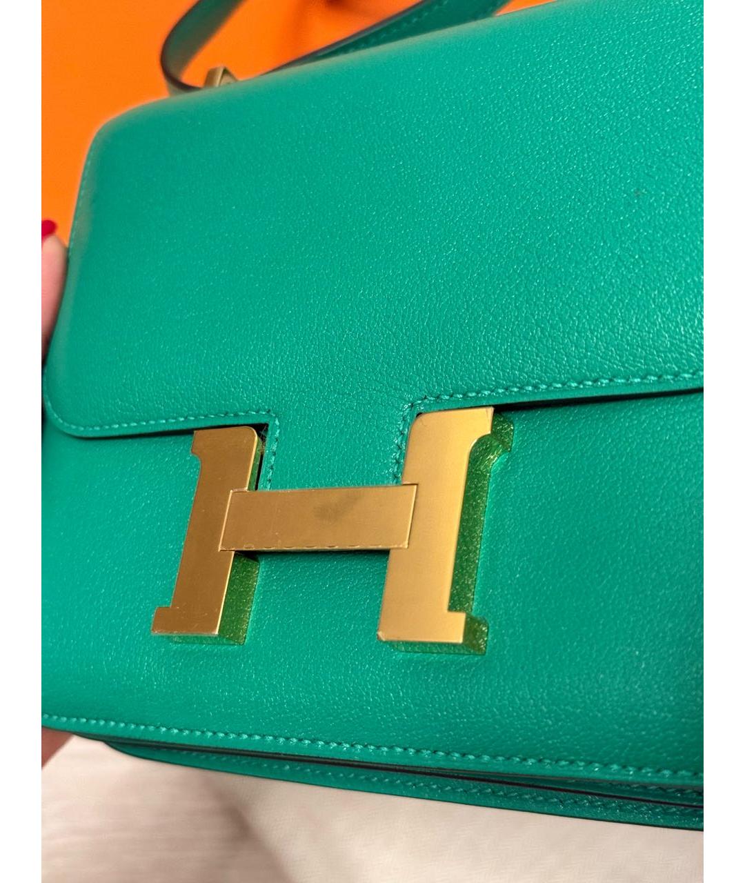 HERMES Зеленая кожаная сумка через плечо, фото 2