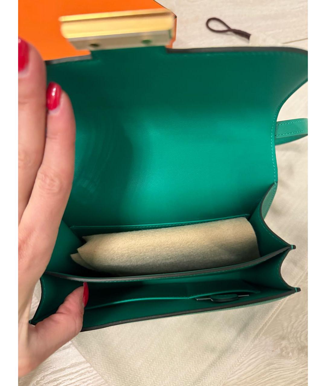 HERMES Зеленая кожаная сумка через плечо, фото 4
