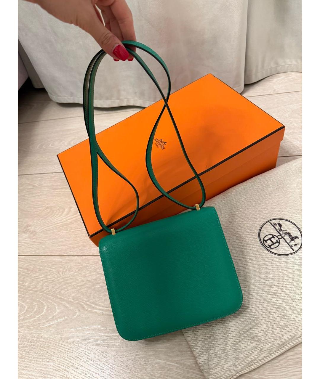 HERMES Зеленая кожаная сумка через плечо, фото 3