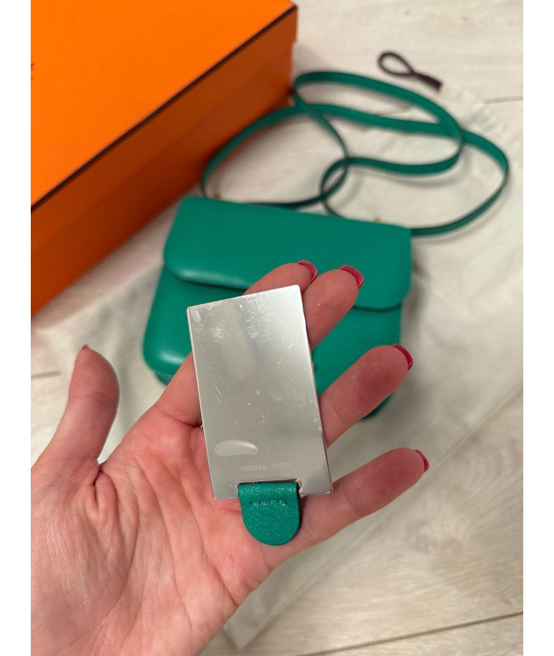HERMES Зеленая кожаная сумка через плечо, фото 6