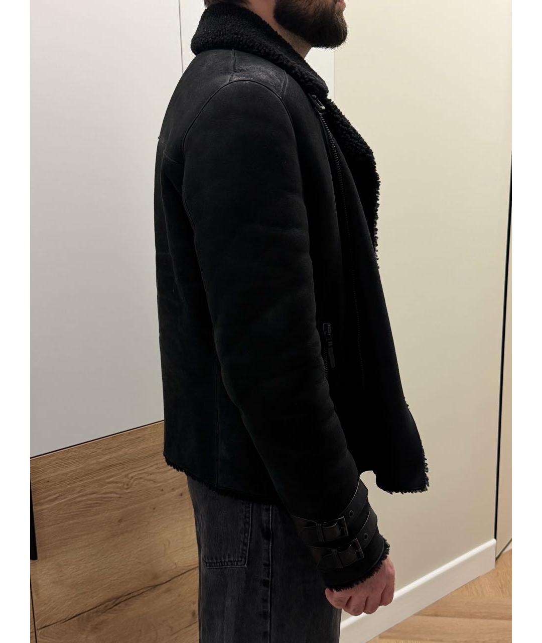 EMPORIO ARMANI Черная кожаная дубленка/шуба, фото 7