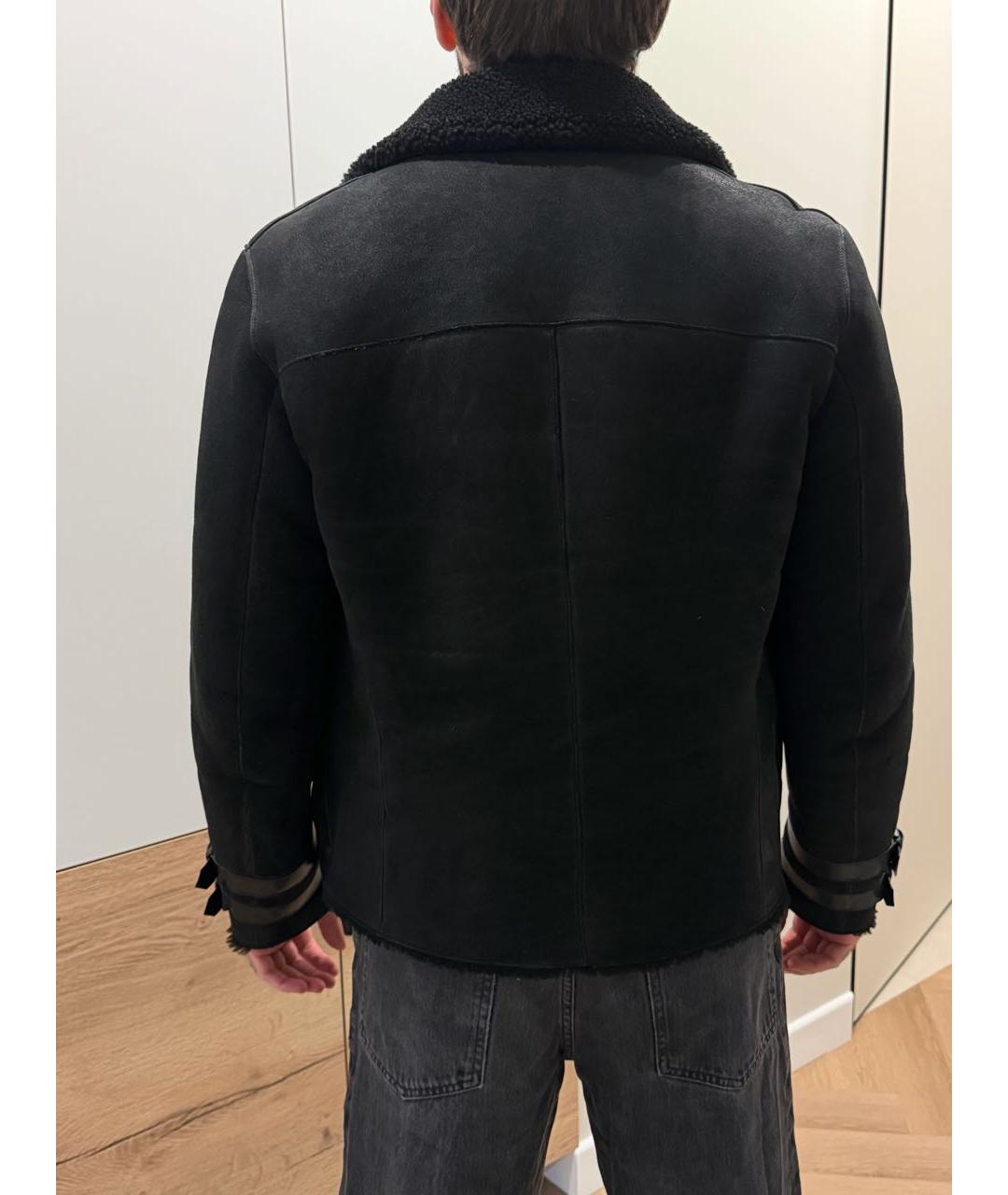 EMPORIO ARMANI Черная кожаная дубленка/шуба, фото 2