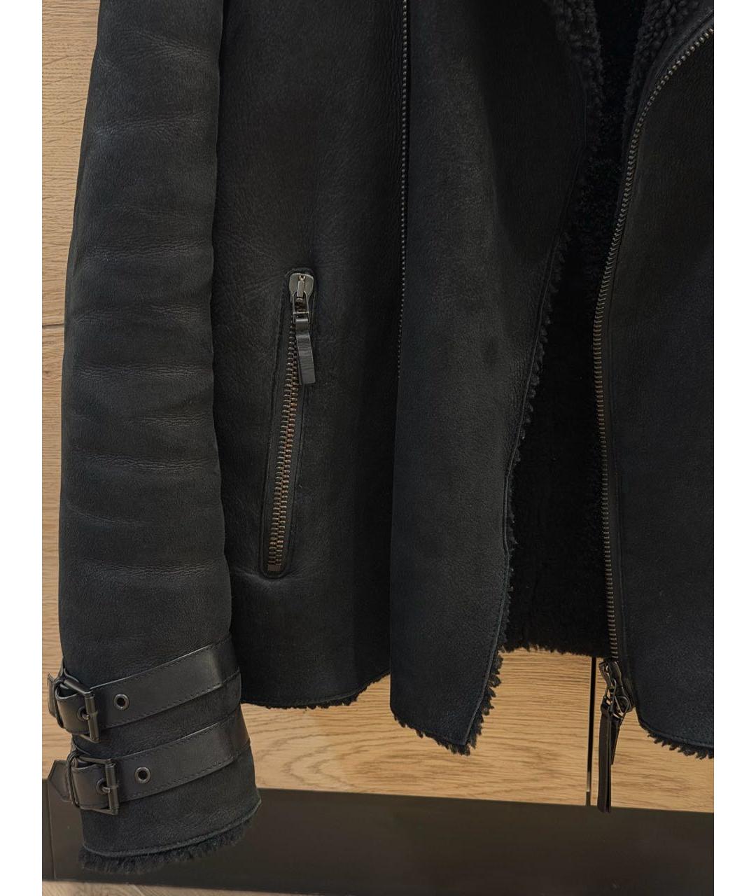 EMPORIO ARMANI Черная кожаная дубленка/шуба, фото 4