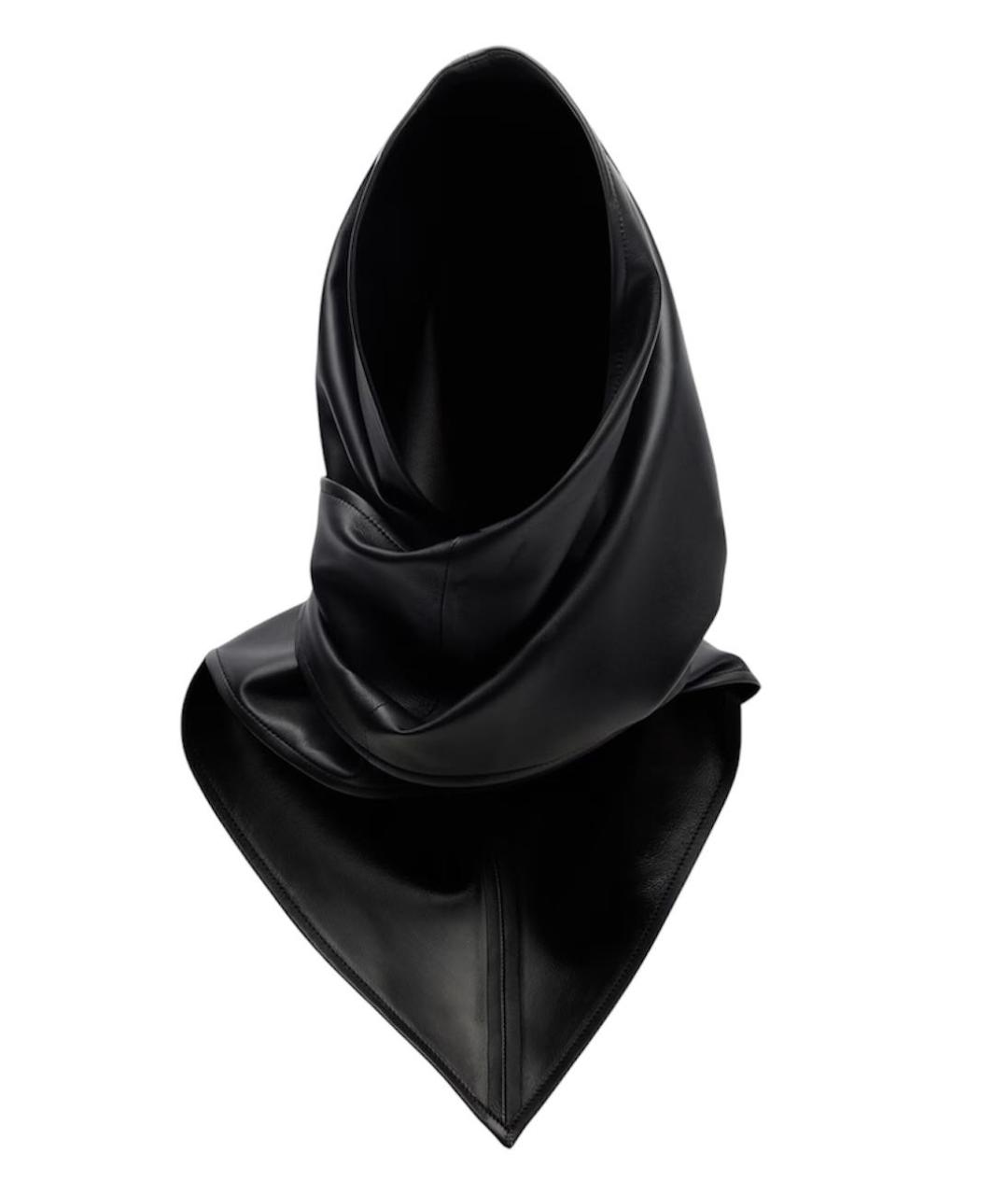 NOUR HAMMOUR Черный кожаный капюшон, фото 1
