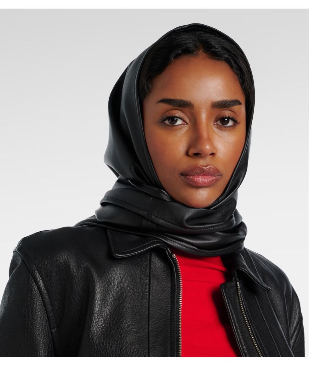 NOUR HAMMOUR Черный кожаный капюшон, фото 4