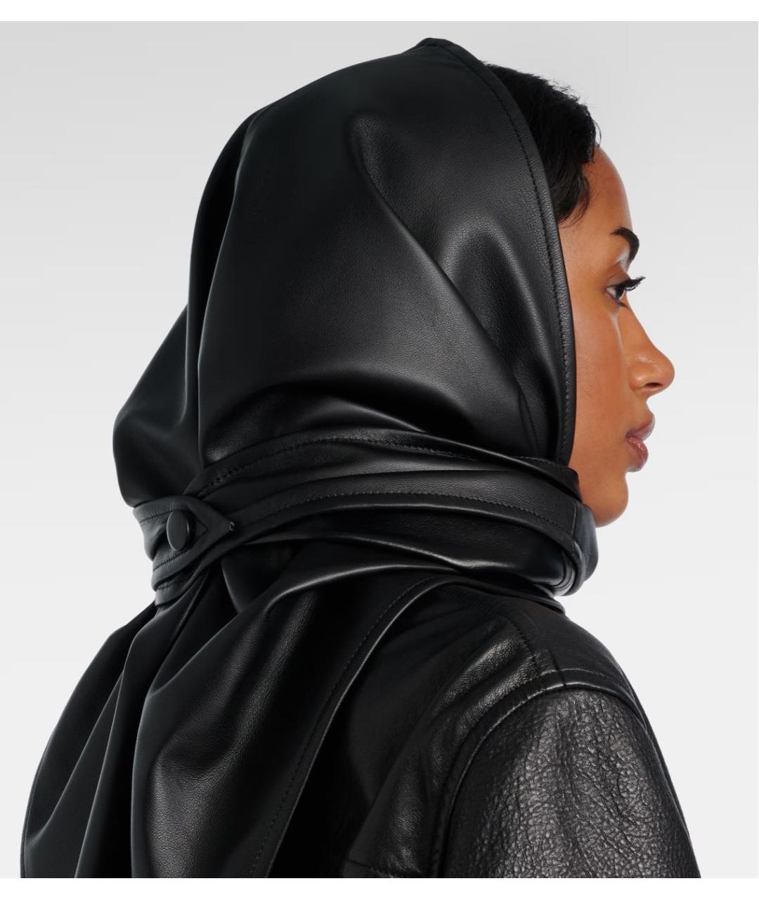 NOUR HAMMOUR Черный кожаный капюшон, фото 5