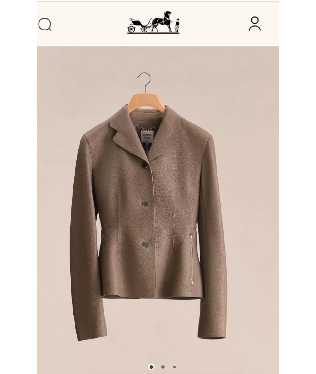 HERMES Серая кожаная куртка, фото 7