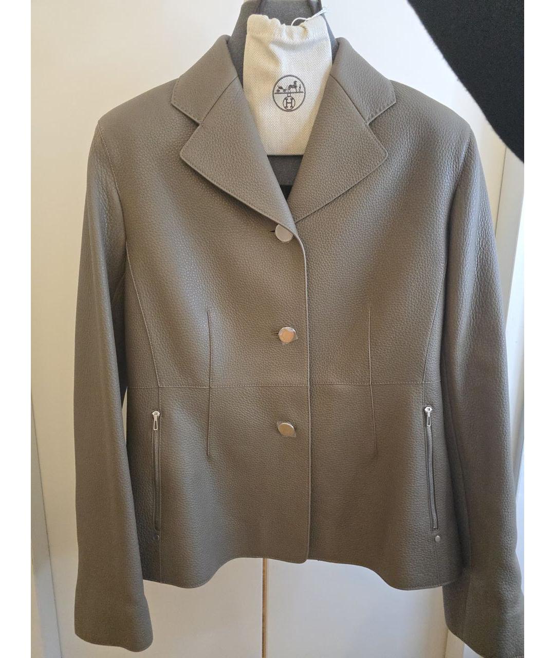 HERMES Серая кожаная куртка, фото 9