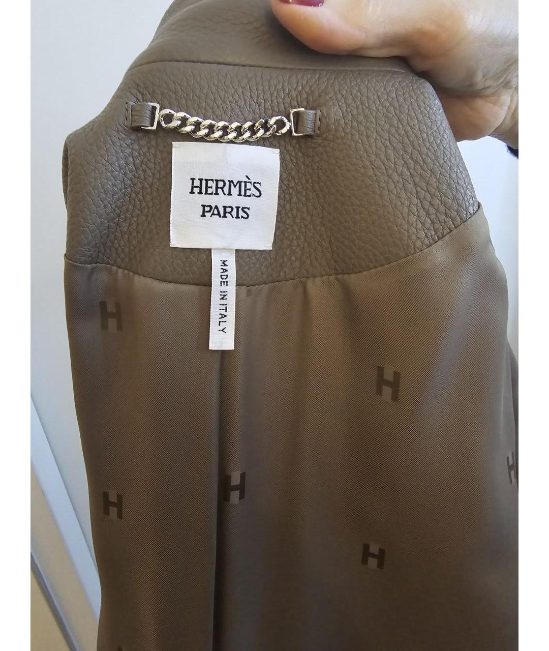 HERMES Серая кожаная куртка, фото 3