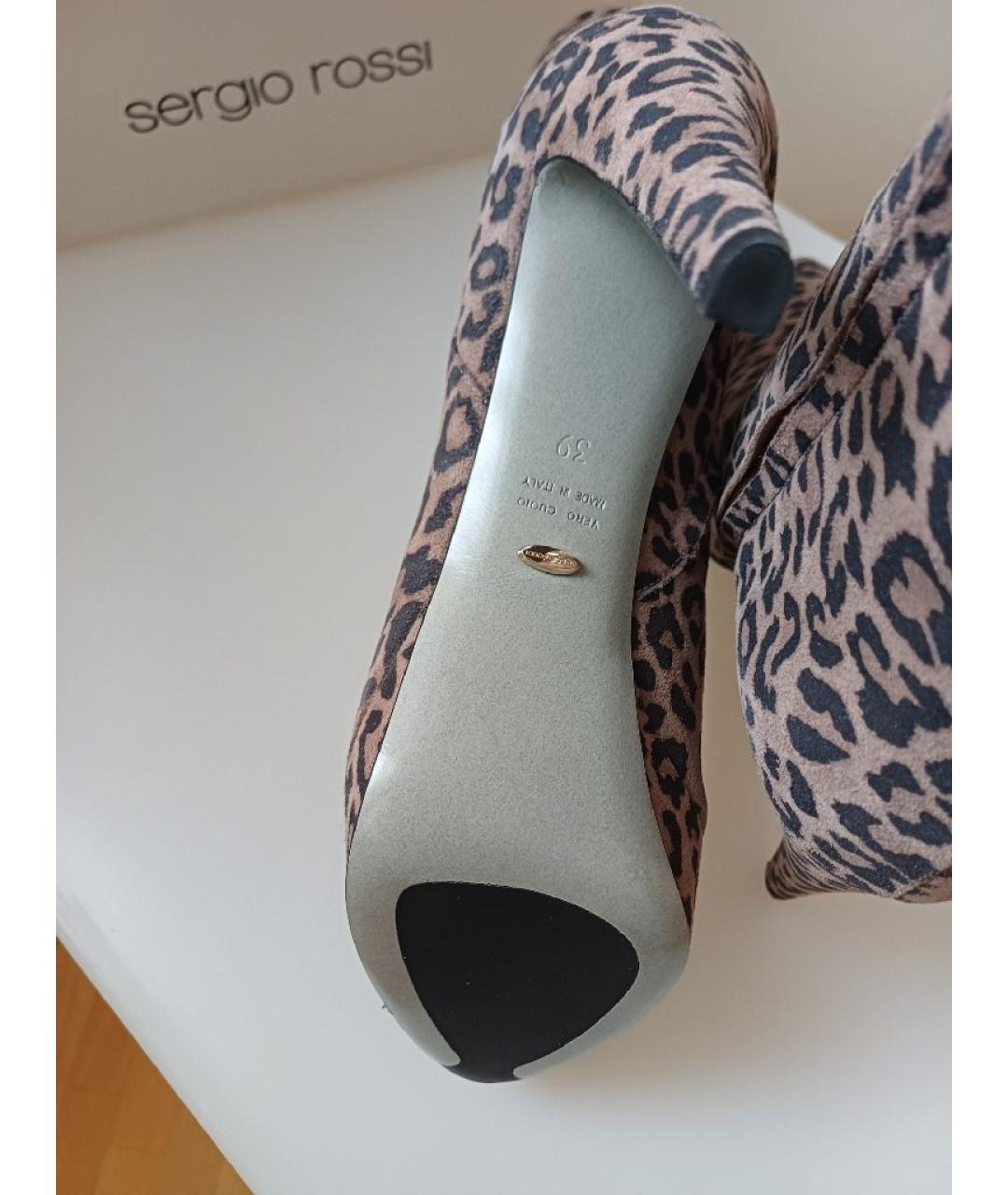 SERGIO ROSSI Коричневые замшевые ботильоны, фото 8