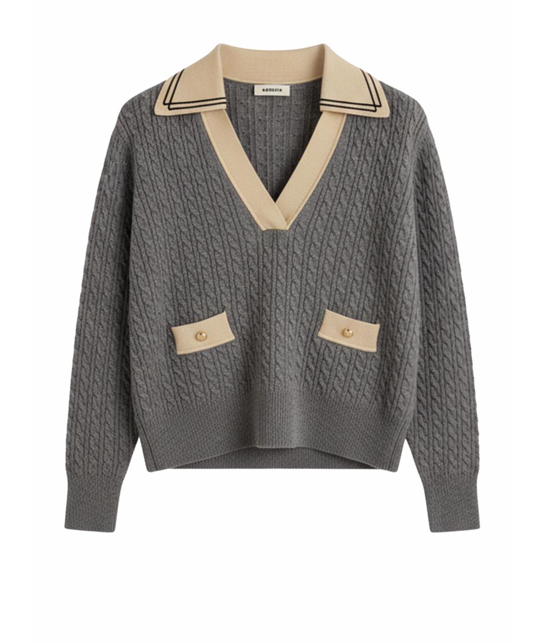 SANDRO Серый шерстяной джемпер / свитер, фото 1