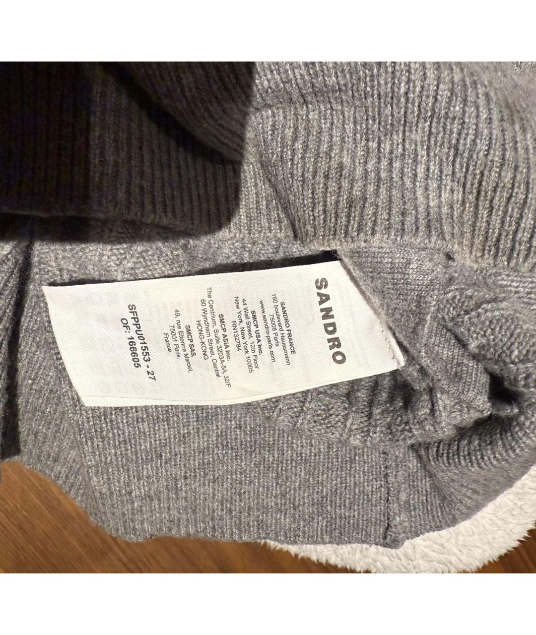 SANDRO Серый шерстяной джемпер / свитер, фото 6