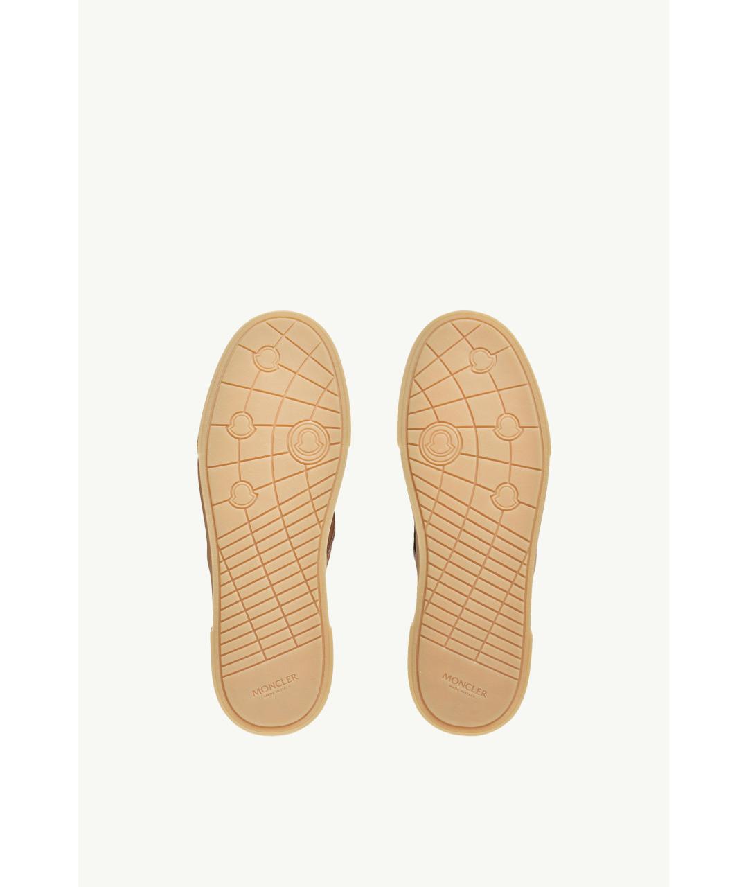 MONCLER Коричневые кожаные кроссовки, фото 7